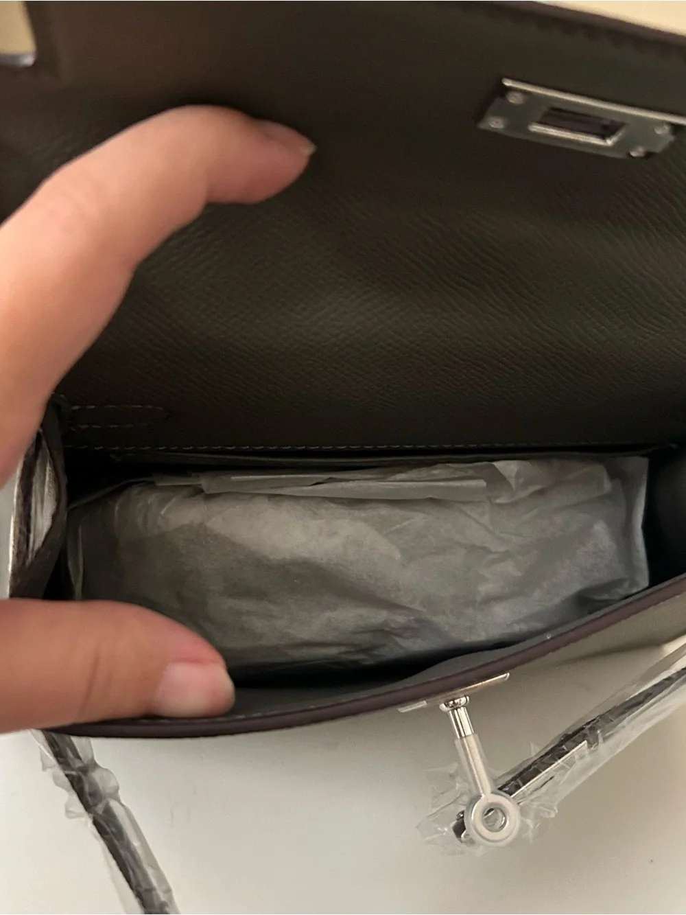 22cm Dark Gray Epsom Leather Top-Handle Satchel